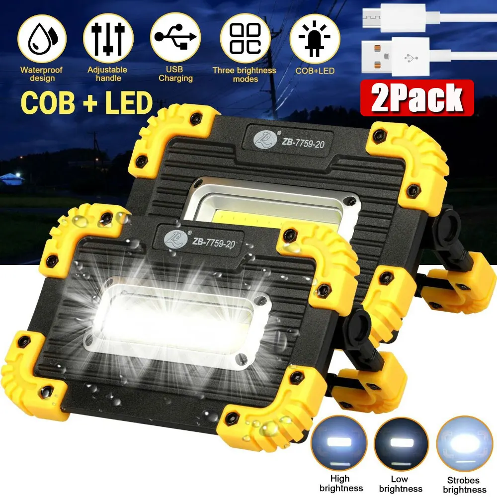 Mini focos Led portátiles, luz de trabajo súper brillante, recargable por USB, lámpara de Camping al aire libre, linterna Led por 18650/3 * AAA, 2