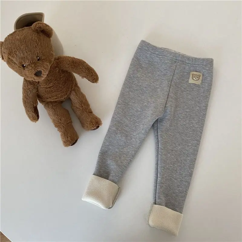 Children Leggings 2024 Winter Plus Velvet Pants for Kids Thicken Warm Boys Girls Trousers Toddler Bottom Baby Tights Clothing