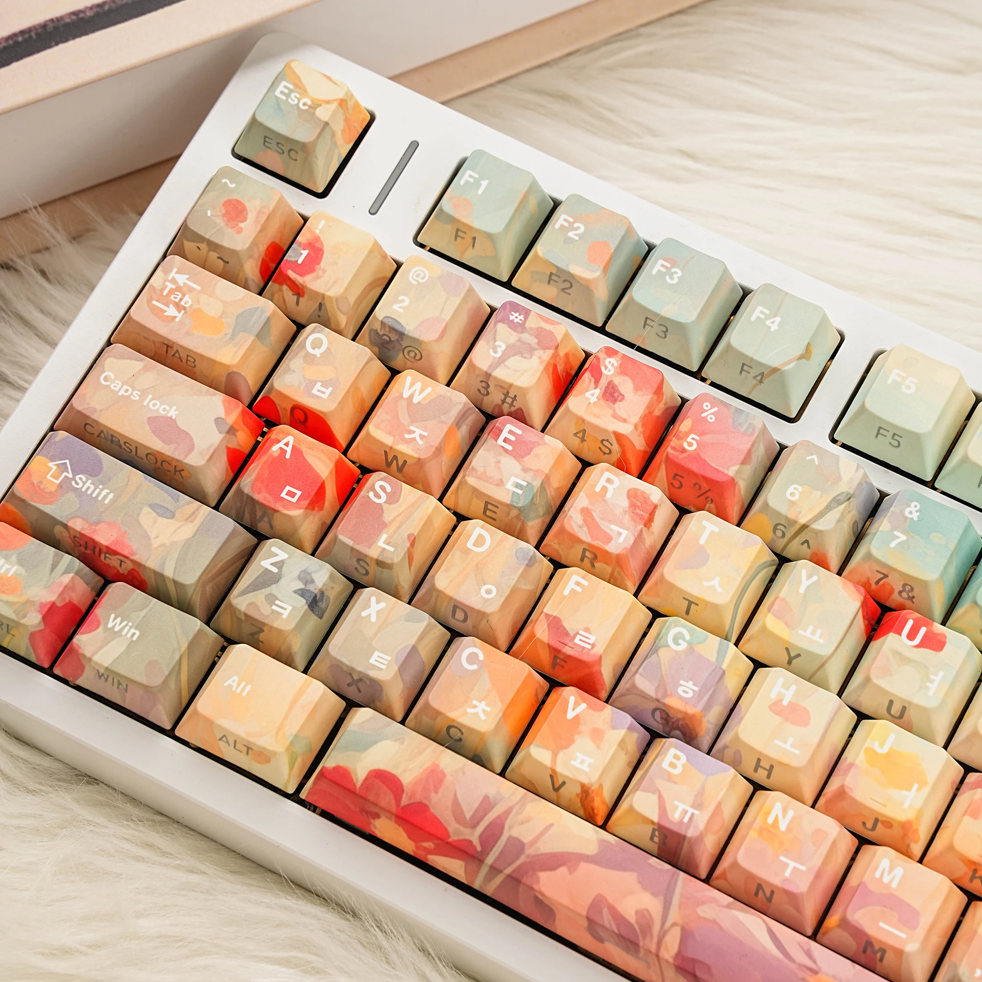 Ghibli Sea Flower Keycaps Dye-Sub PBT Side Light Cherry Profile Spanish Arabic French German Russian For Mechanical Keyboard 131