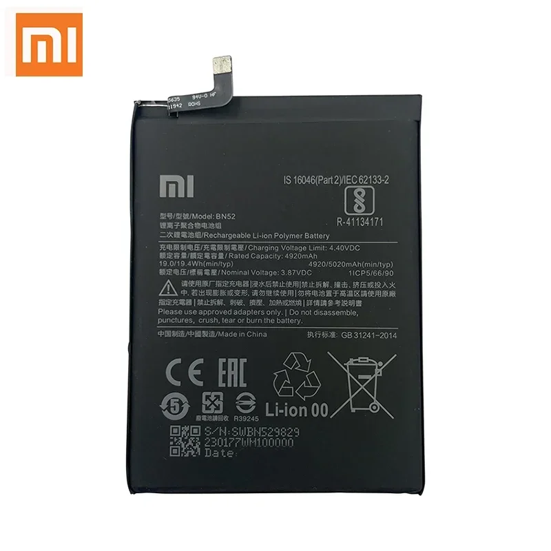 100% Original BN52 5020mAh Phone Battery For Xiaomi Redmi Note 9 Pro Note9 9Pro Max Phone Replacement Batteries Bateria