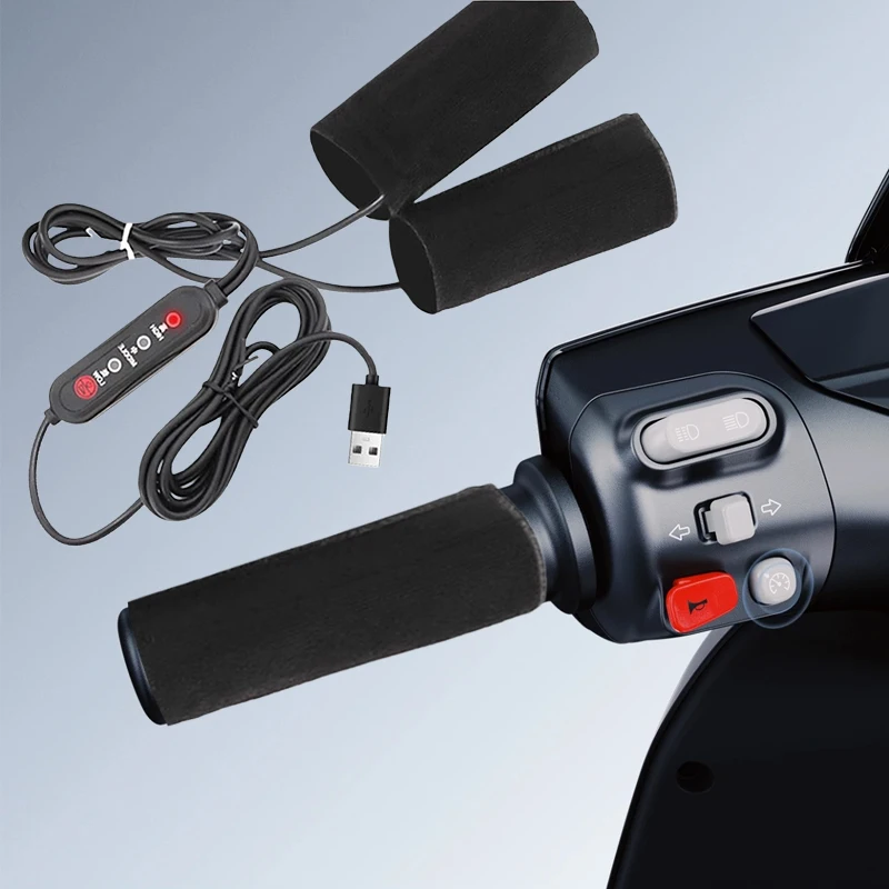 

1Pc Motorcycle Scooter Heated Handlebar Cover Winter USB Electric Handle Cover Warmer Heated Handgrips Motorcycle Accessories