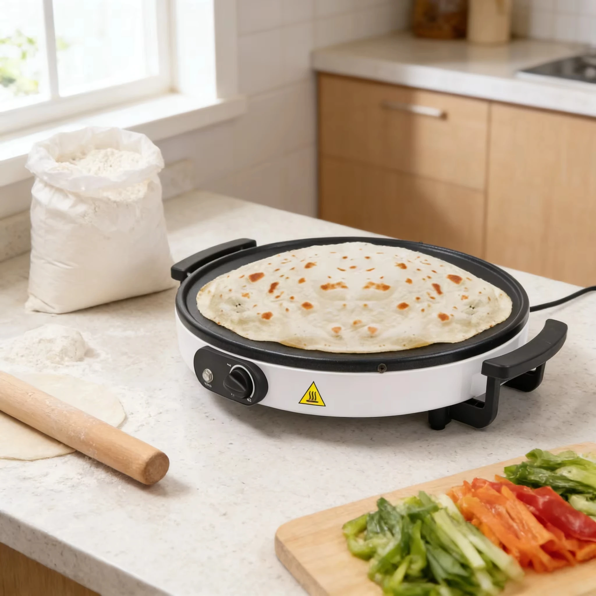 Suitable for home kitchen use, multi-functional electric biscuit machine, non-stick pan, adjustable temperature control