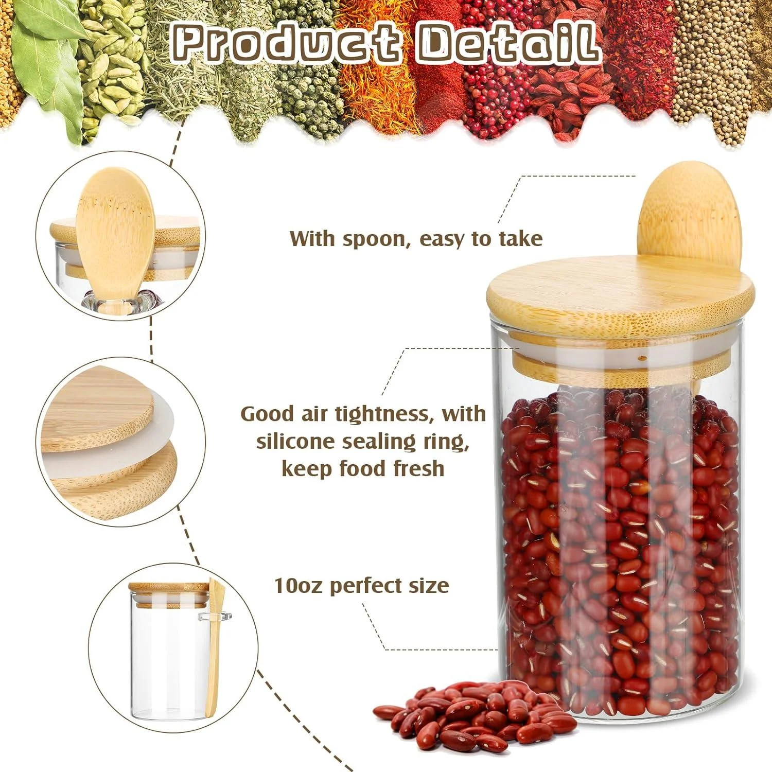 Glass Sugar Container with Spo - đánh giá và giá Bath Salts Jar