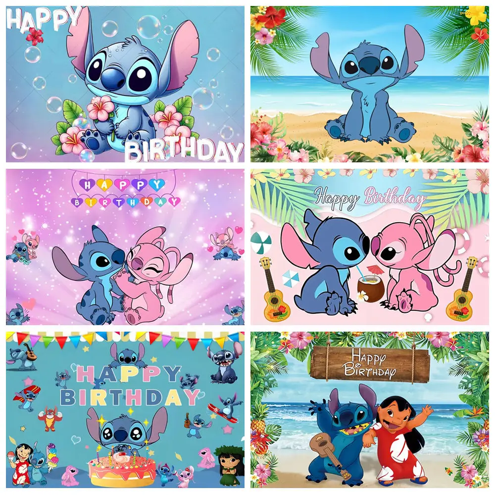

Lilo & Stitch Theme Photography Backdrop Banner Baby Shower Children's Birthday Party Decoration Background For Photo Studio