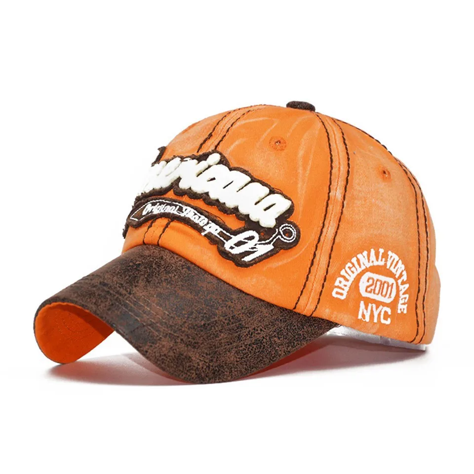 Washed Cotton Retro Baseball Cap Men Women 3D Embroidery Snapback Caps For Male Female