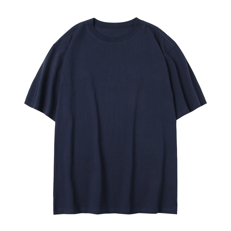 プラスサイズ半袖多用途ラウンドネック無地コットンTシャツルーズショルダーデザインカスタマイズ可能なDIY広告シャツ