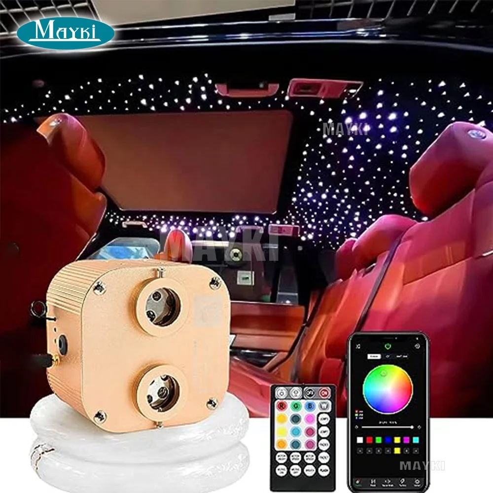 1100pcs Fiber Optic Lights 20W Dual-Head Twinkle Starlight Headliner Kit for Car Home Use PMMA Optical Strands