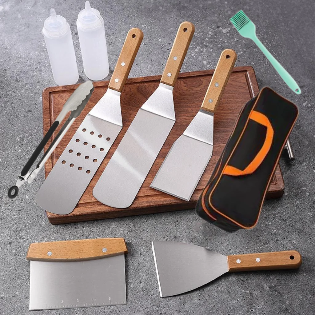 9 PC stainless steel barbecue set suitable for outdoor cooking, great barbecue gift at birthday weddings