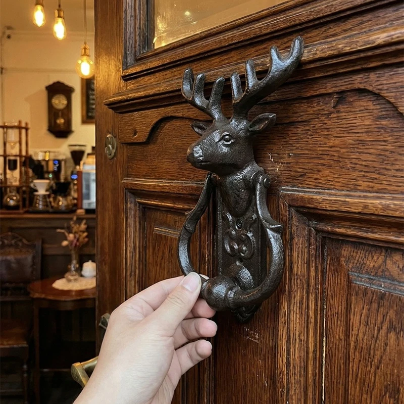 European Retro Cast Iron Door Knocker Crafts Animal Knock Antique Handle Garden Home Decoration Metal Doorknocker