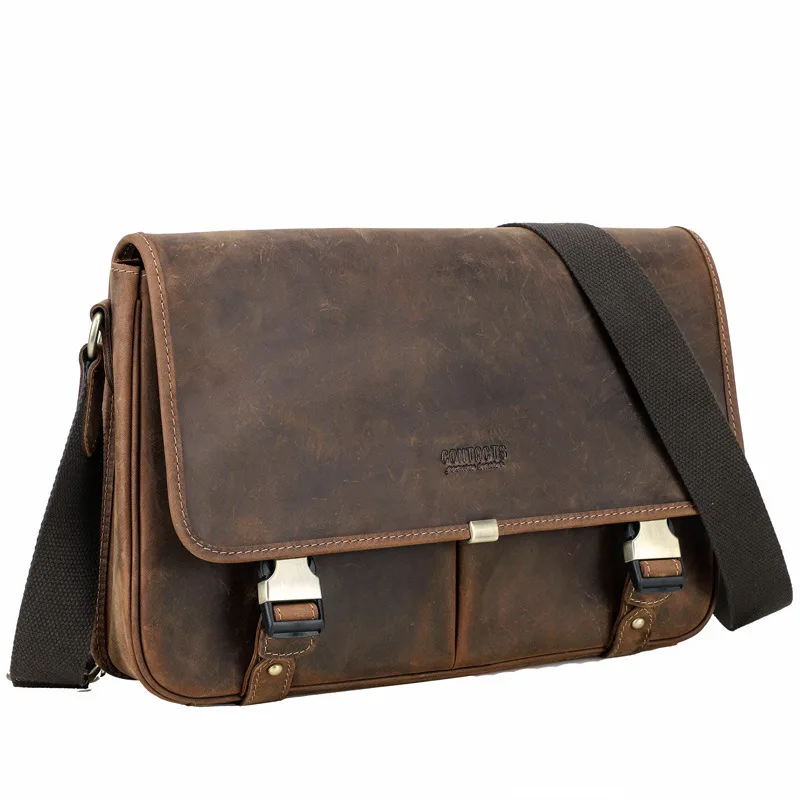 Bolsa de couro casual para computador, bolsa de couro genuíno para homens, pasta da moda para homens, bolsas de couro genuíno