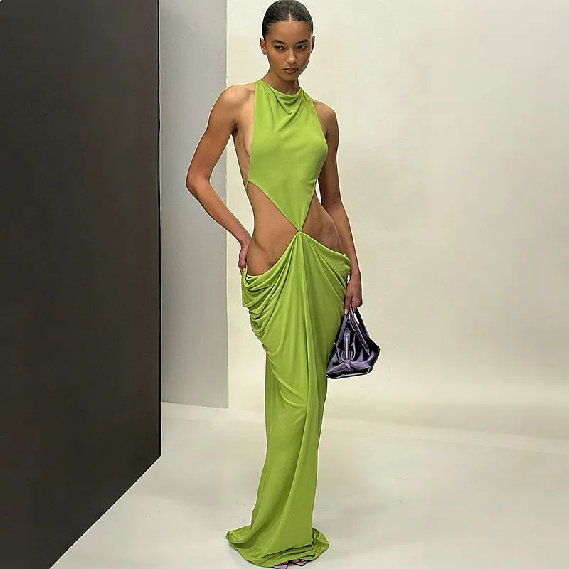 Backless Bodycon Dress Spring Summer Fashion Slim Fit Patchwork Dresses Party Club Evening Dress for Women
