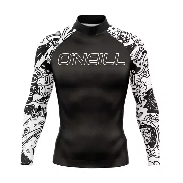 Camisa de surf de manga longa masculina de surf Rashguard Proteção UV Praia Sunwear Roupa de banho UPF Roupas de ginástica