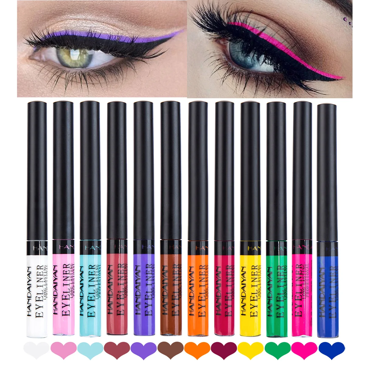 Colorful Eyeliner Pen Eyes Makeup White Pink Waterproof Liquid Color Eye Liner Pencil Make Up Cosmetics Yellow Matte Purple Pen