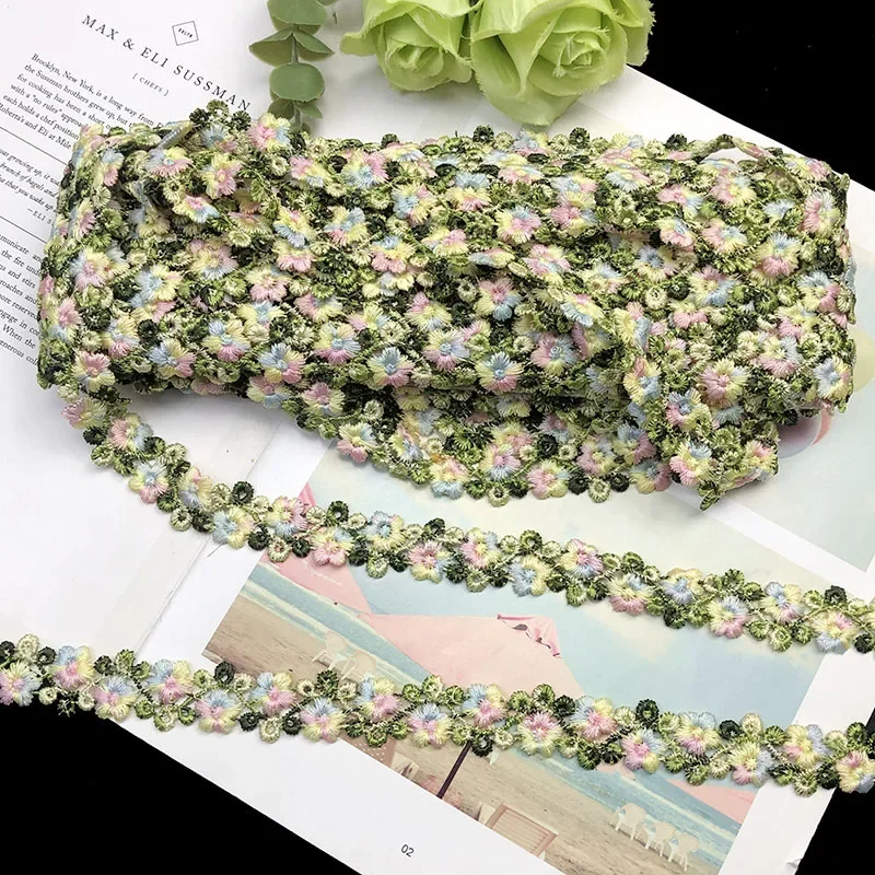 1 Yards Lace Trim Craft Flower Polyester Lace Fabric Venise Floral Embroidered Applique Decorated Lace Ribbon