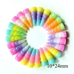 30Pcs/lots 3D 10*24mm Rainbow Gold Unicorn Corn Colorful Resin DIY Crafts Home Decorations Accessories Appliques Supply