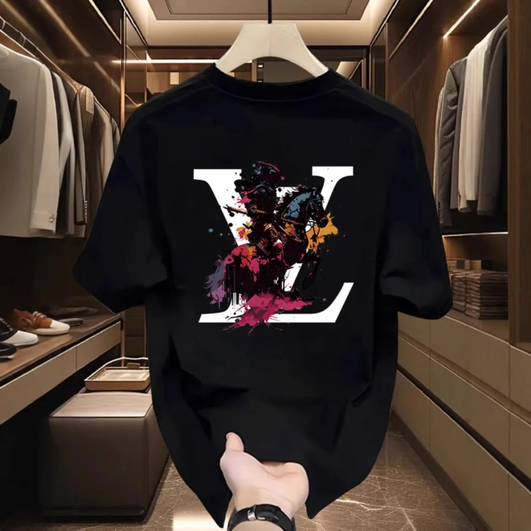 

2025 Summer New Heavy Duty Cotton Short Sleeved T-shirt for Men Loose Trendy Rascal High End Half Sleeved Top for Men