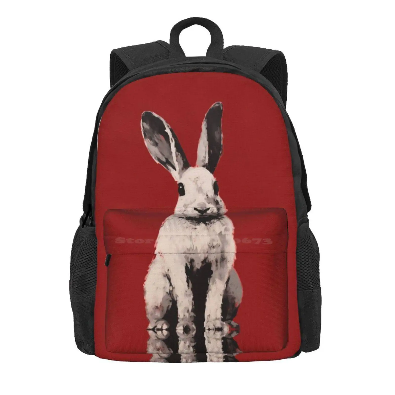 Pop Art Bunny Hot Sale Schoolbag Backpack Fashion Bags Bunny Rabbit Pet Hight Contrast Black And White Modern Pop Art Cute