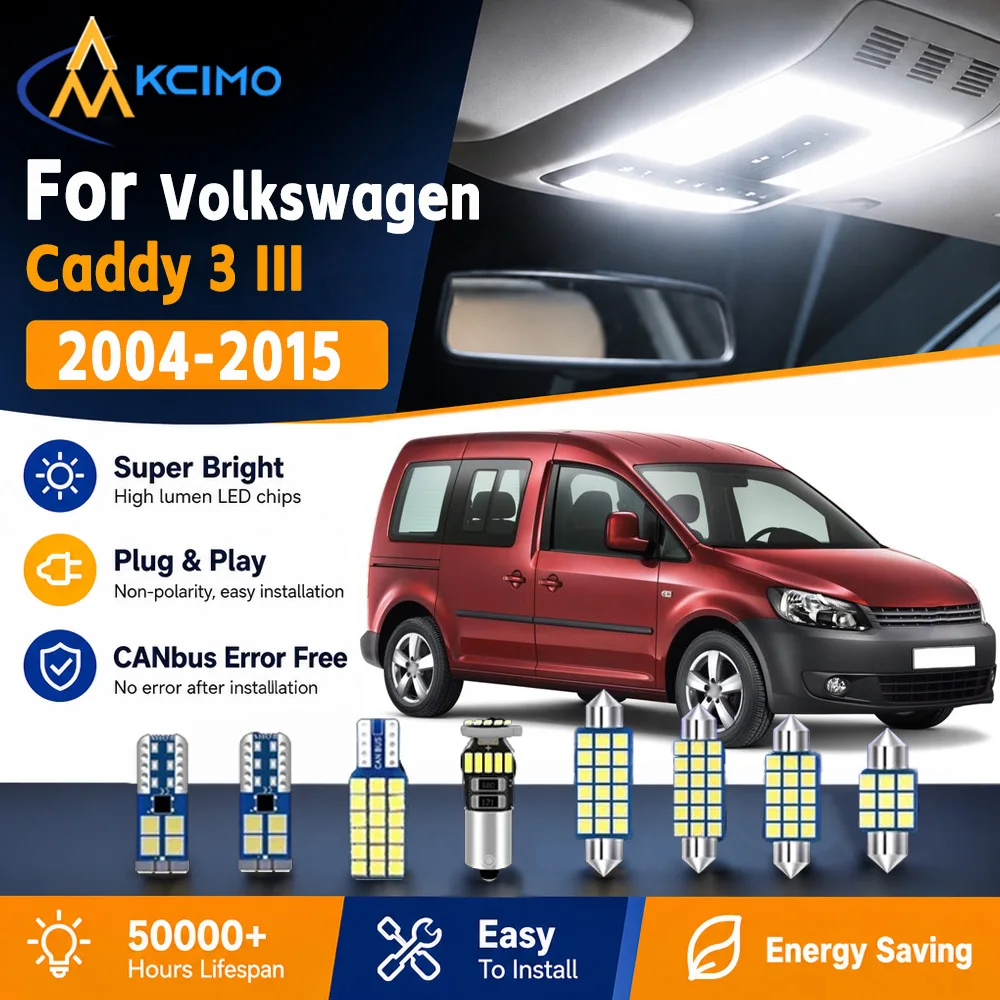 KCIMO 2 Colors LED Interior Light Kit For Volkswagen Caddy 3 III 2004-2015 Plug And Play Cabin Dome Map Lamp Auto Accessories