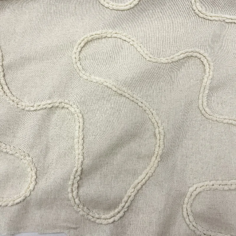Beige Slightly Transparent Hemp Rope Disc Flower Polyester Cotton Linen Fabric Design Sense Breathable Top Clothing Fabric
