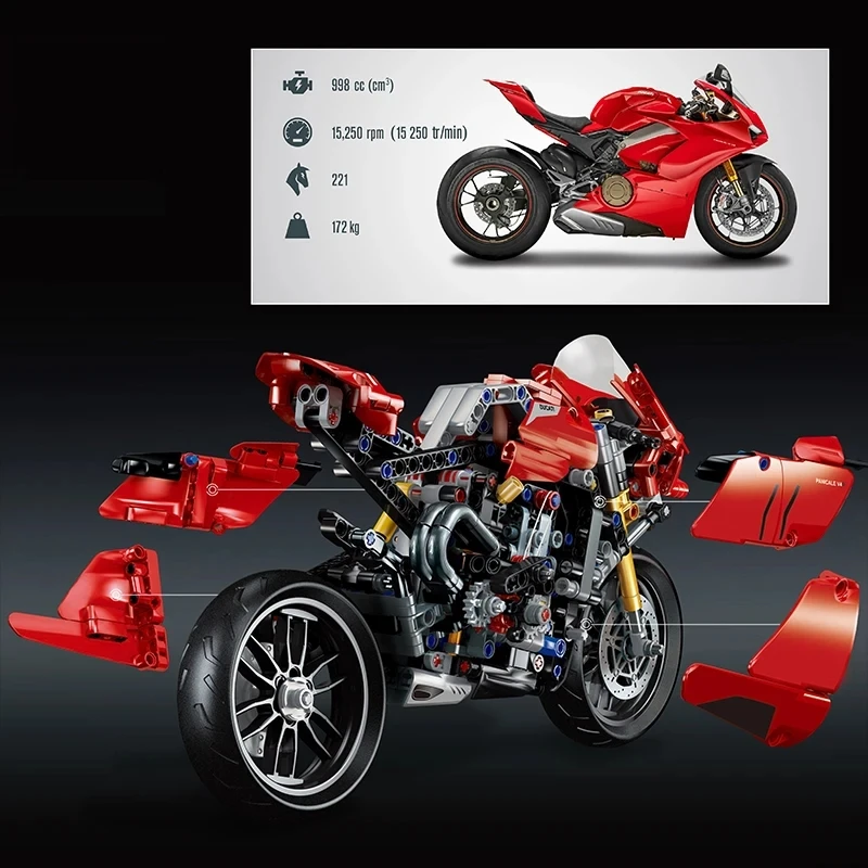 LEGP Technical Panigale V4 R Motorbike Model 42107 Building Blocks Kit Superbike Toys Christmas Gifts For Boys Adults Decoration