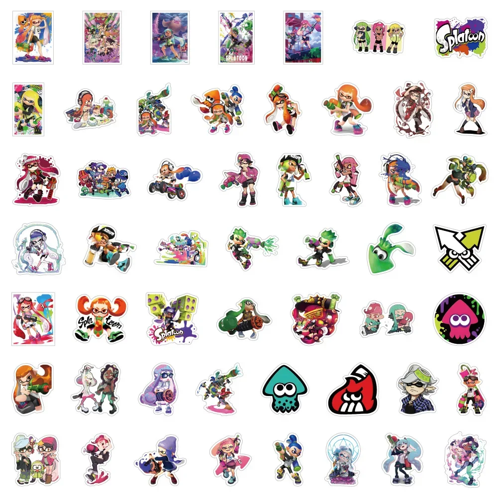 50Pcs Game Splatoon Stickers for Laptop Luggage Phone Car Scooter Funny Vinyl Waterproof Decal Sticker for Kids Children