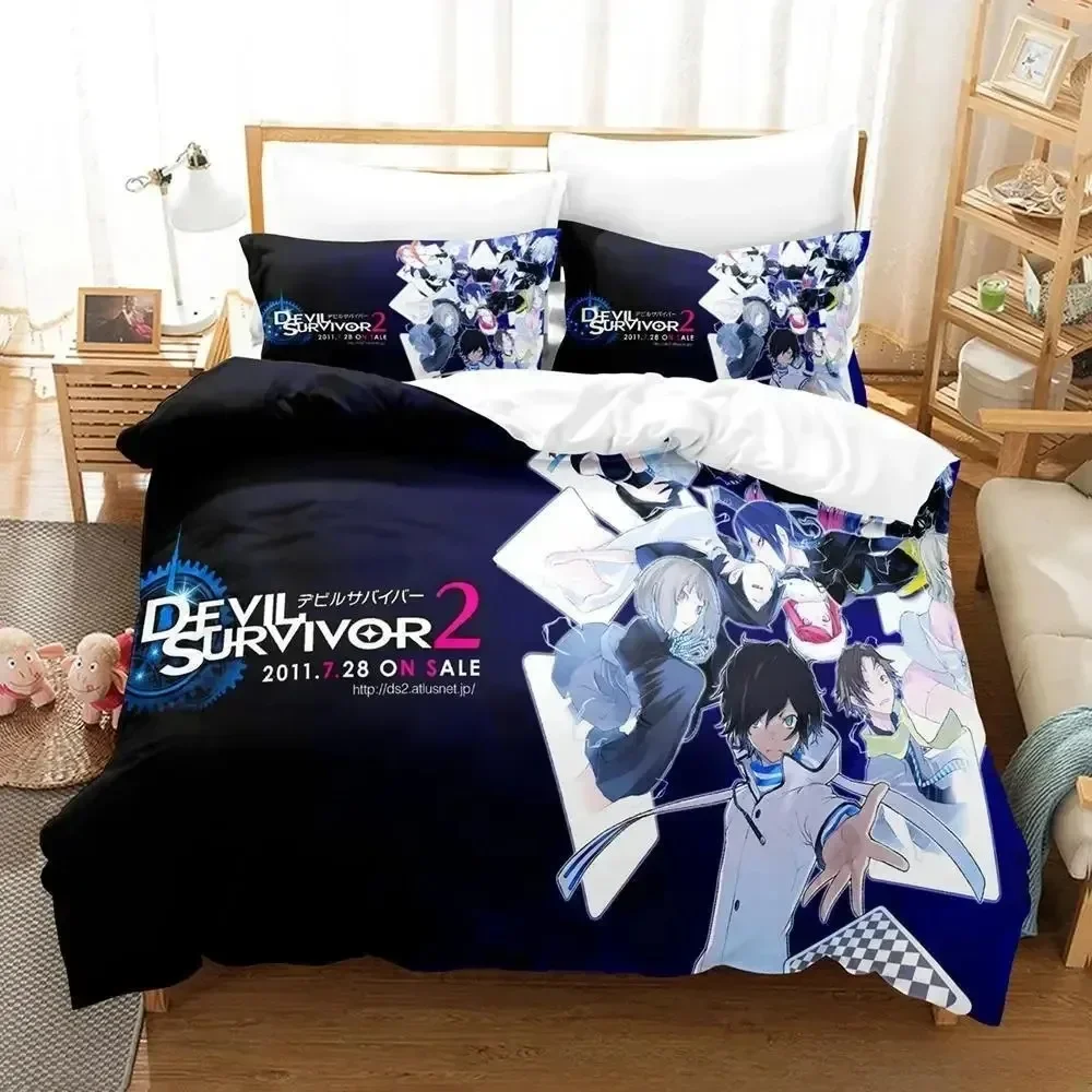 

3D Print Devil Survivor 2 Bedding Set Cartoon Anime three-piece set Adult Kid Bedroom Duvet cover Sets All season Home Textiles