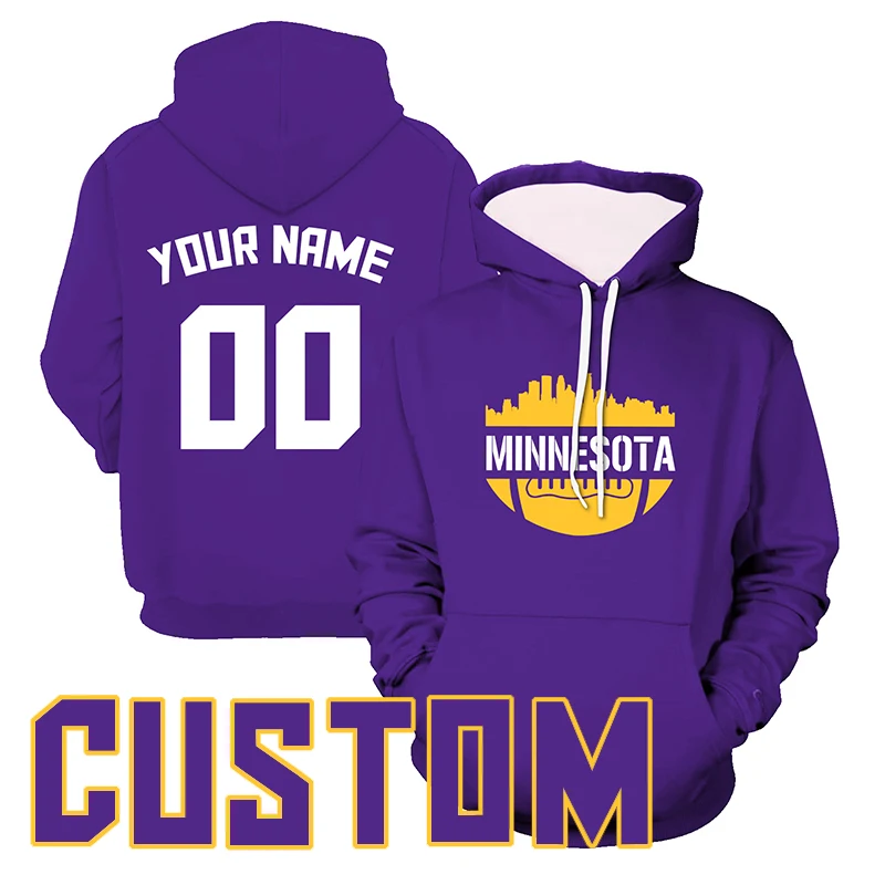 Purple American Football Man Hoodie Rugby Fans Sweatshirts Jersey Streetwear Plus Size Women/Youth/Girl/Boy Clothing Sportwear