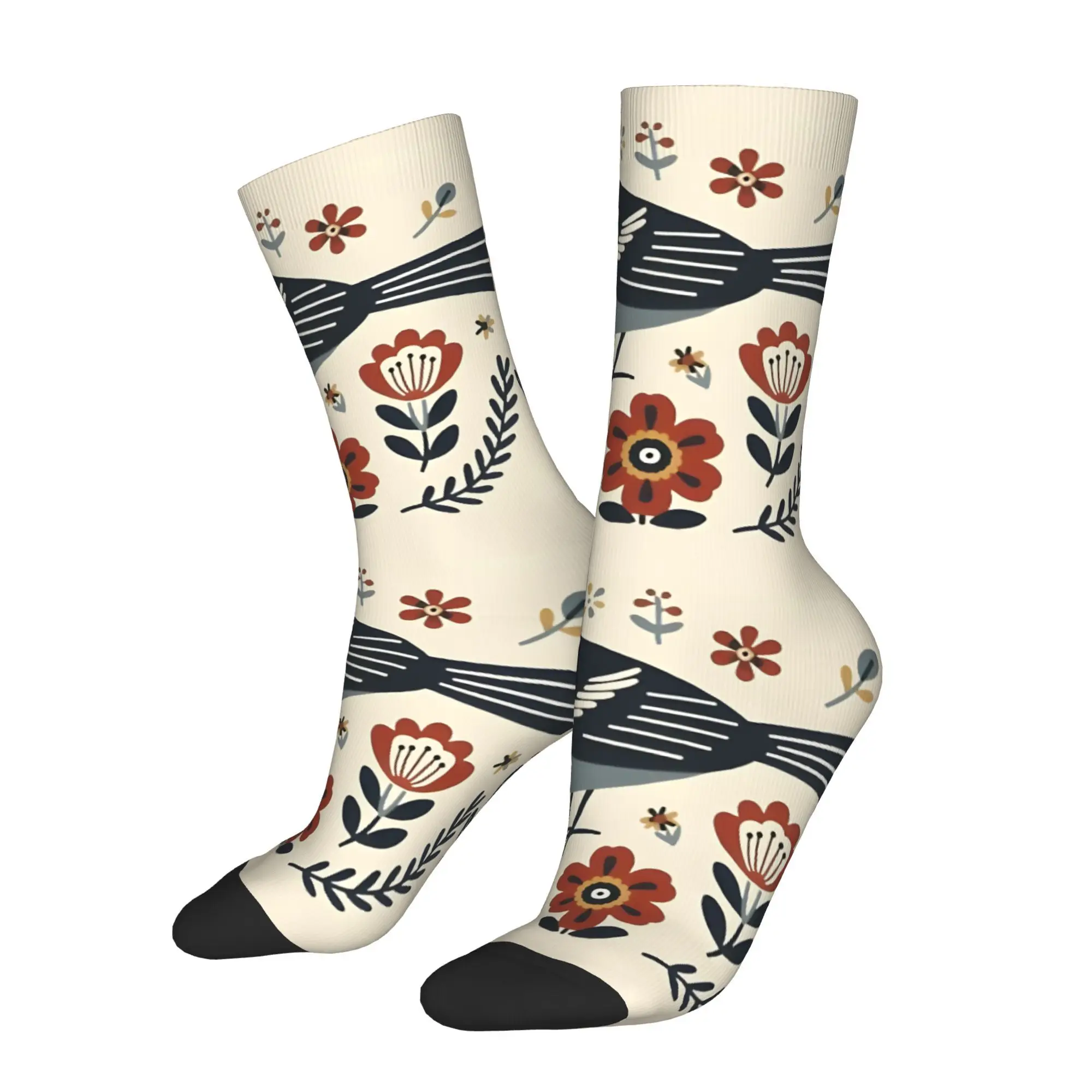 Calcetines con estampado de Junco en estilo popular para hombre, calcetín con patrón Harajuku de Hip Hop, regalo informal, 1 ud.