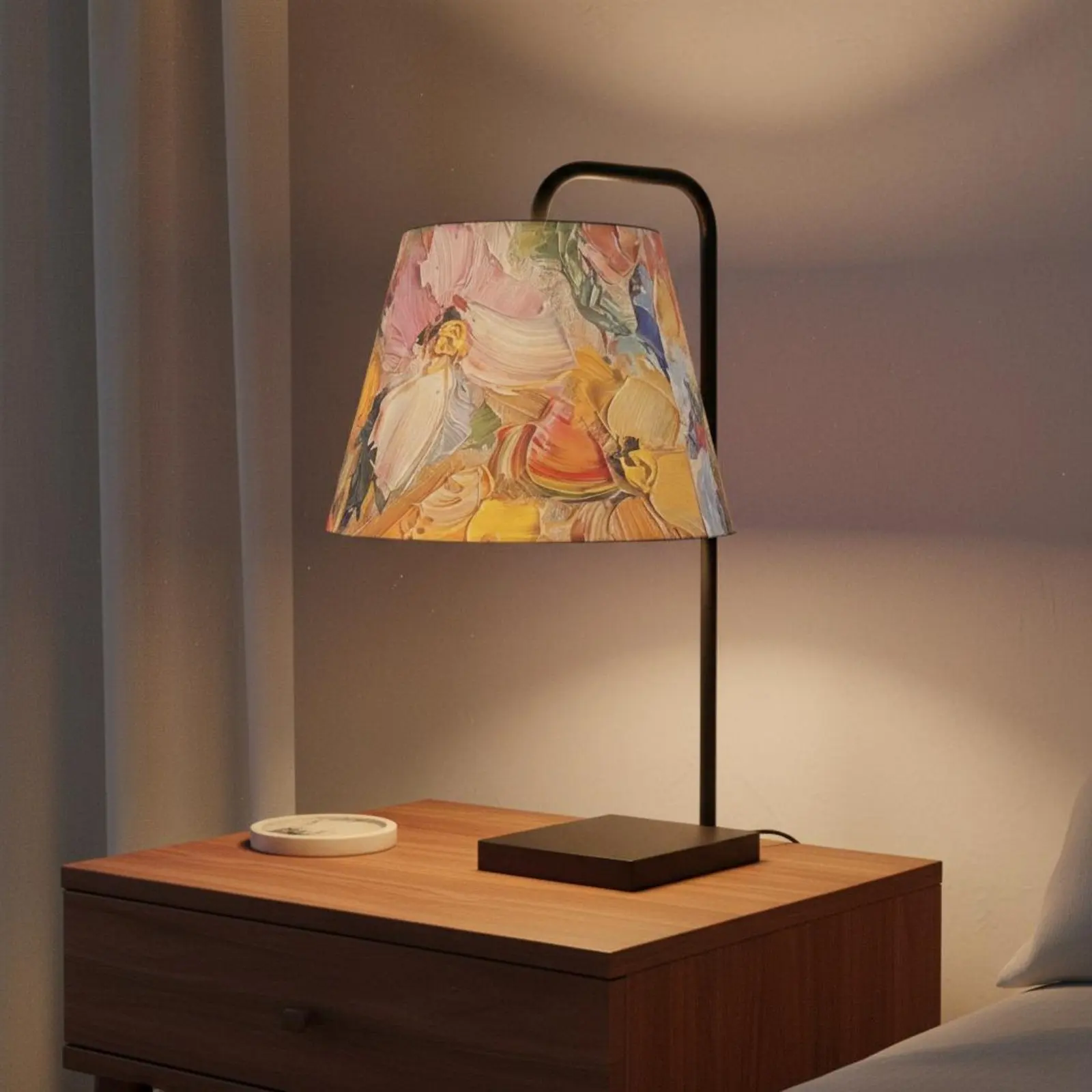 Textile Lampshade Easy to Replace Printed Lampshade Table Lamp Shade Long-Lasting Lighting Accessory Vintage Design
