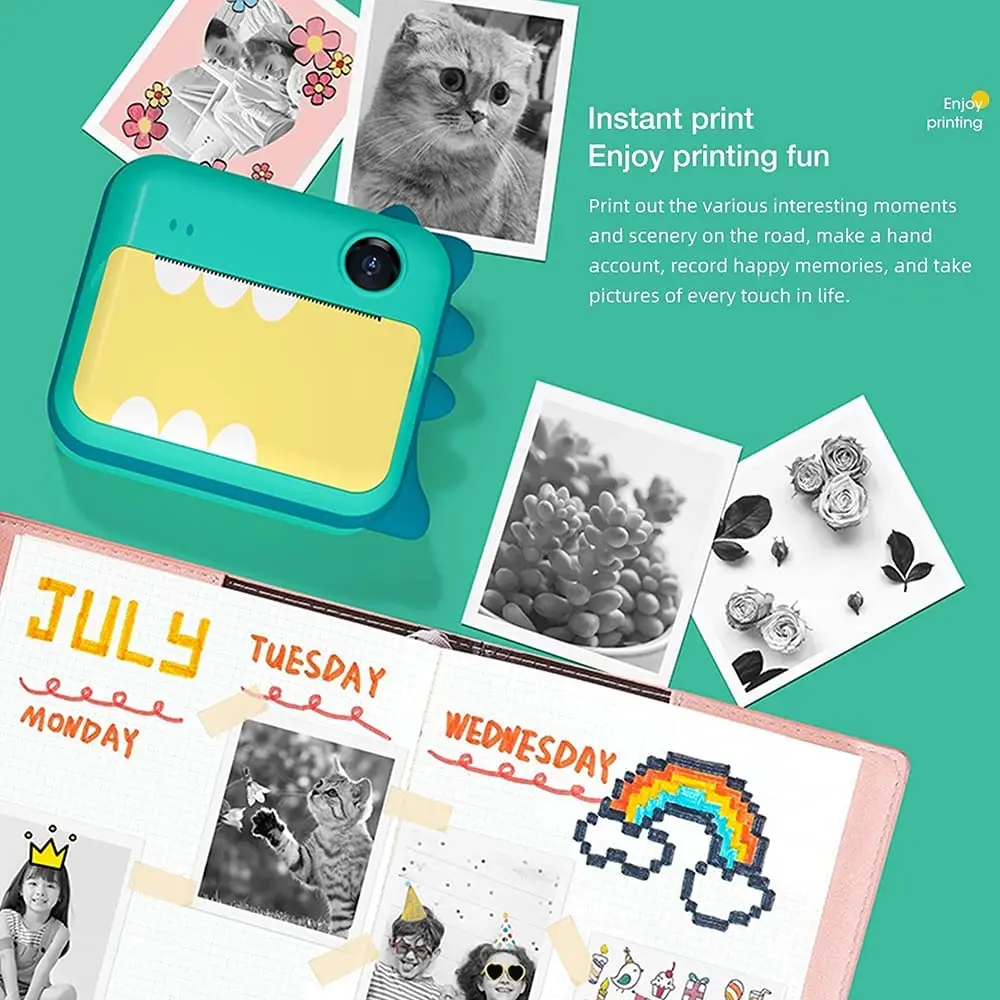 Pink Girls Gift Camera Child Print Instant Thermal Wifi Graffiti DIY Photo Sticker Digital Camera Kids