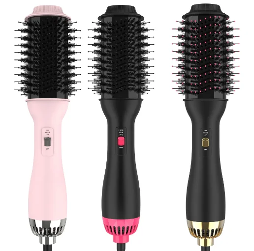 SMET Best 1000w Professional 2 in 1 Detachable Interchangeable Styler Comb Electric Hot Air Brush One Step Hair Dryer Brush