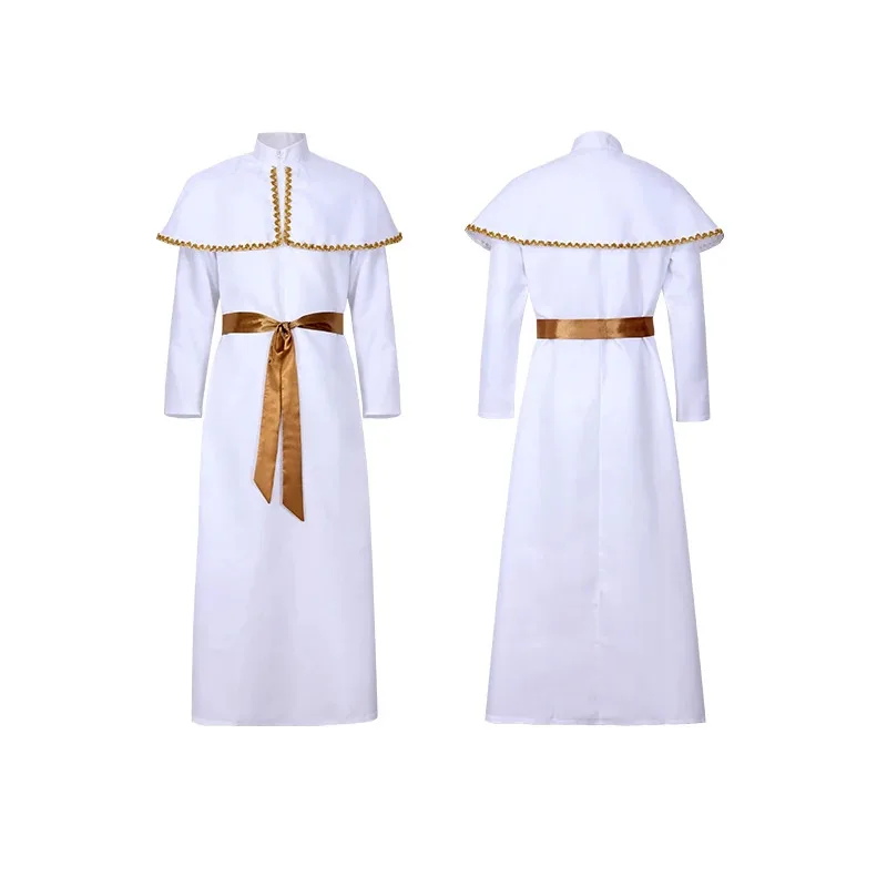 Anime Carnival Easter Purm Long Sleeve Capelet Long Robe White Black Roman Pope Cosplay Costume Medieval Religion Outfits