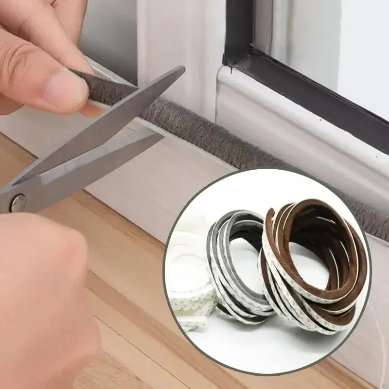 1 meters Self-adhesive Sealing Wind-proof Brush Strip For Home Door Window Sound Insulation Strip Gasket