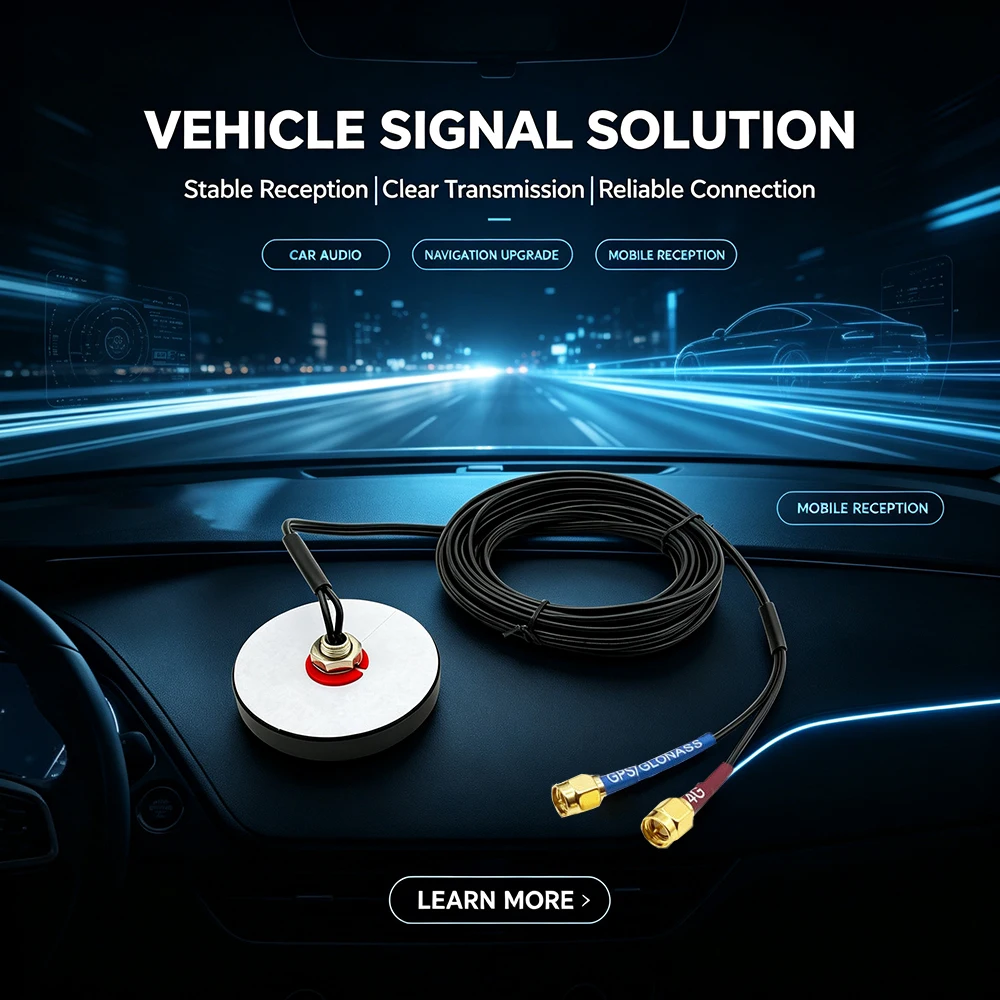 Dual 4G LTE GNSS GPS 2-in-1 screw Roof Mount Antenna IP67 Waterproof with Dual SMA Cable Outdoor Car Tracker Antenna