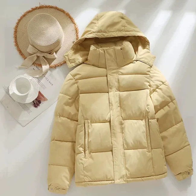 Autumn and Winter New Loose Thickened Cotton Clothes, Hat Removable Jacket, Women's Cold-proof Warm Bread Clothes