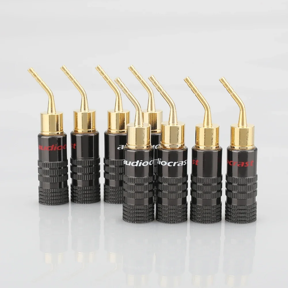 Audiocrast 2mm Banana Plug Gold Plated Speaker Cable Pin Angel Wire Screws Lock Connector For Musical HiFi Audio