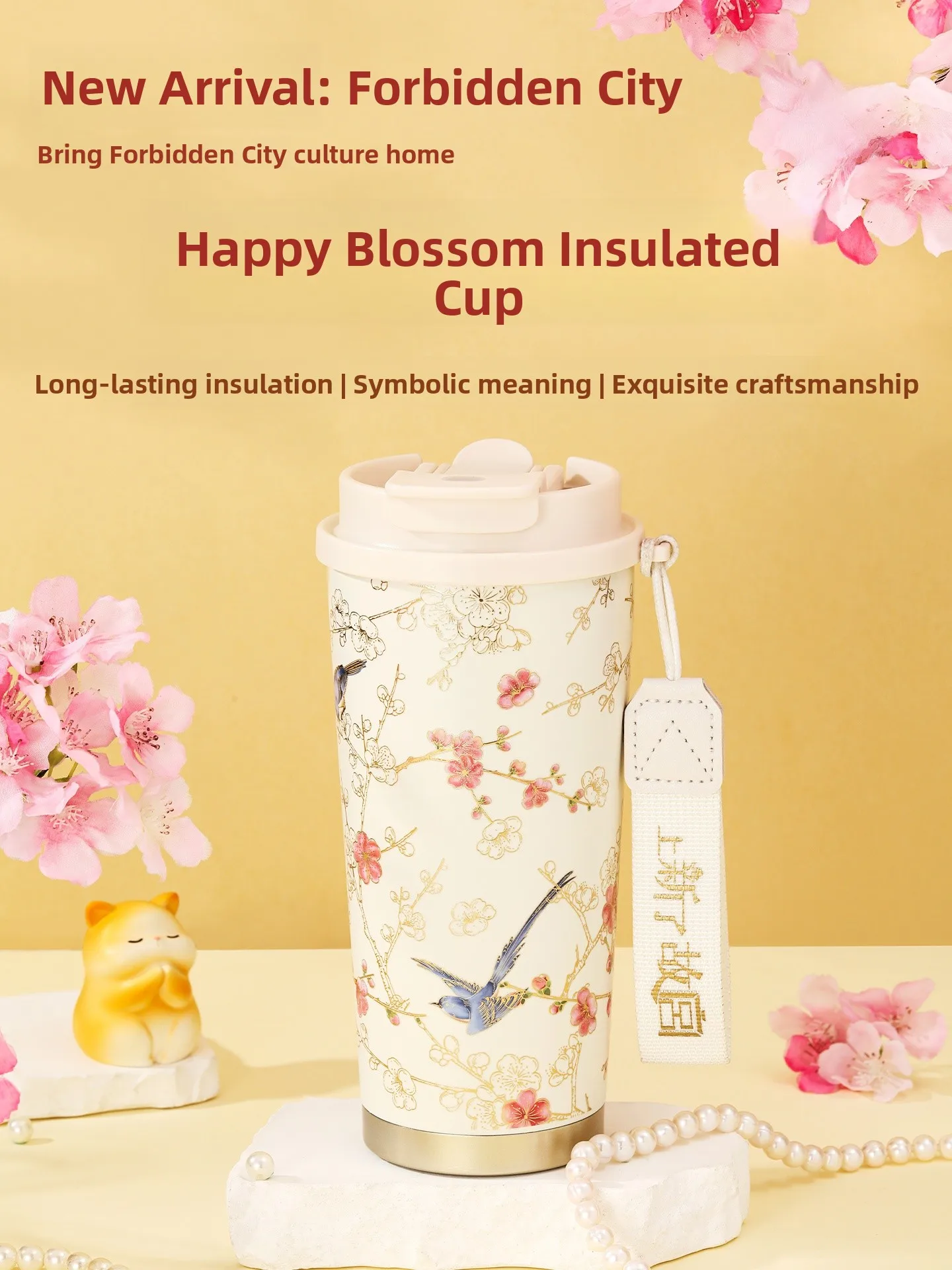 Portable Large Capacity Insulated Water Bottle Spring Outing Gift for Girlfriend Birthday Creative Cultural Gift Pink Girl Heart