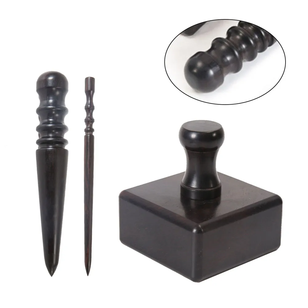 Leather Edge Burnisher High Density Ebony Black Wood DIY Leather Sanding Rod And Block Craft Tools Hand Polished Grinding Tools