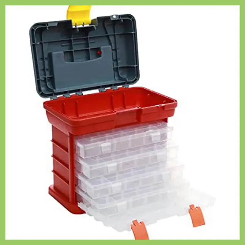 

Detachable Toolbox With 4 Layers And 72 Compartments Can Place Screws, Nuts And Wrenches Capacity Stool Carrying Handle
