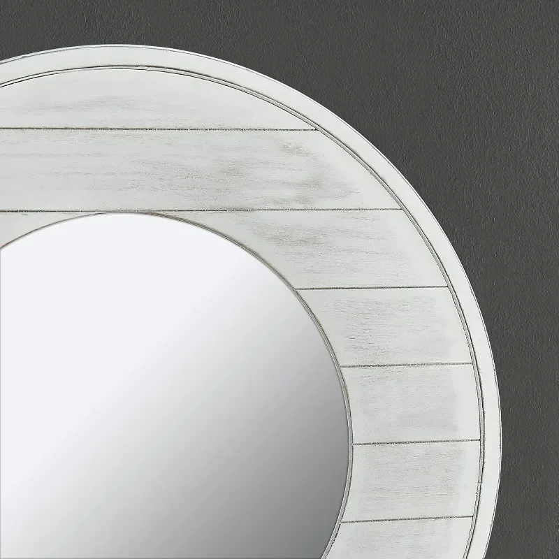 KEagressions-Miroir Mural d'Accent Shiplap, 27 Pouces, Blanc Vieilli