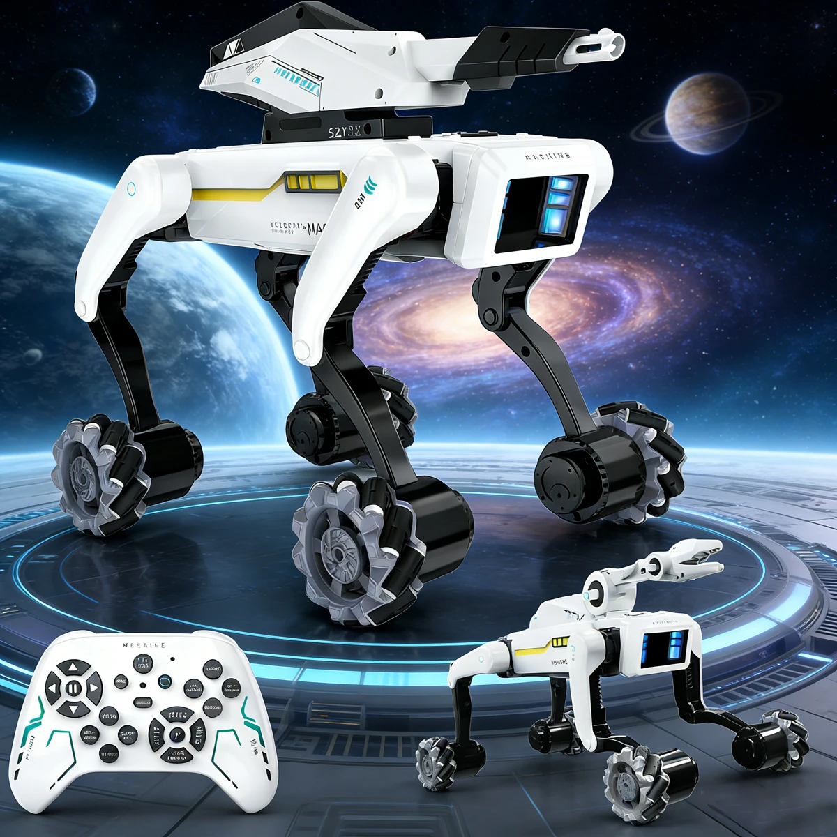 RC Intelligent Robot Dog With Turret & Clip Multifunction AI Smart RC Mechanical Dog Voice Command Programmable Toy Gift