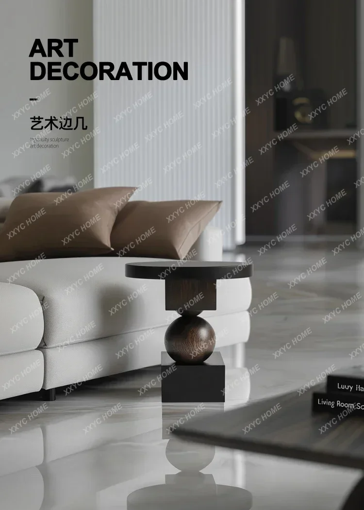 NN Solid wood edge  light luxury living room sofa edge shelf bedroom bedside table