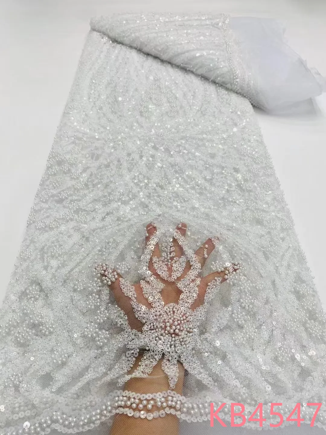 Green Beaded Lace Gold Sequins Lace African Lace Fabric 5 Yards High Quality 2025 Orange Beaded Lace Fabric For Sewing KB4547