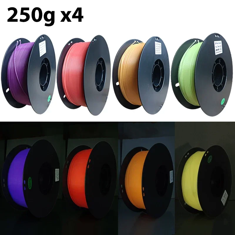 250g x4 PLA 3D Luminous Filament 1kg PLA Glow In The Dark Filament 1.75mm 3D Printing Plastic Materials filamento impresora 3d