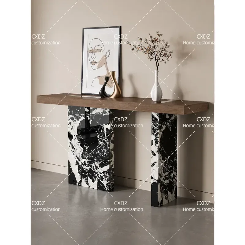 2026 New Modern Luxury Solid Wood Entryway Table Console for Hotel Lobby Decoration High End Entrance Cabinet Sales Office