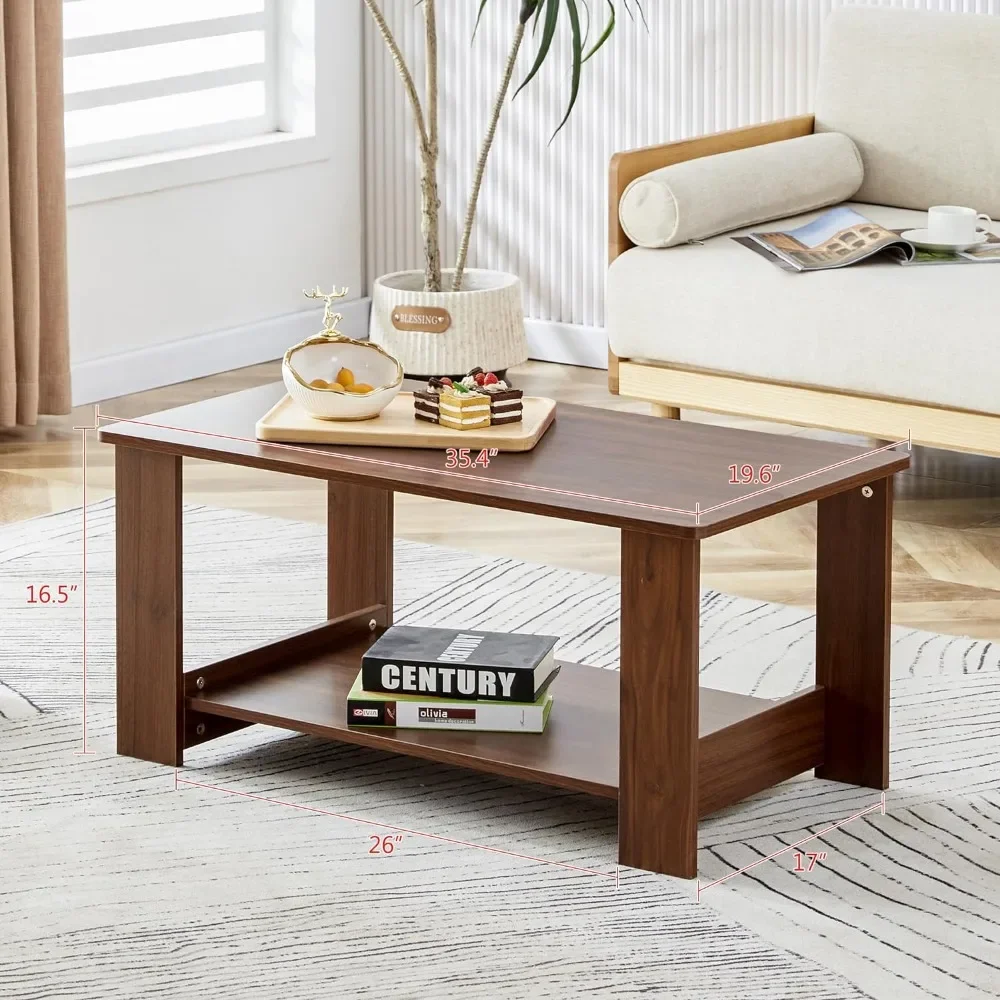 Coffee Tables for Living Room 2-Tier Sofa Side Table Modern Rectangular Coffee Table Living Room Furniture Center Café