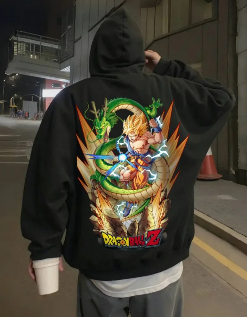 Sweat à capuche en polaire imprimé Dragon Ball Super Goku, manches longues, Design ample, haut de style américain, tenues de Couple, automne et hiver 2025