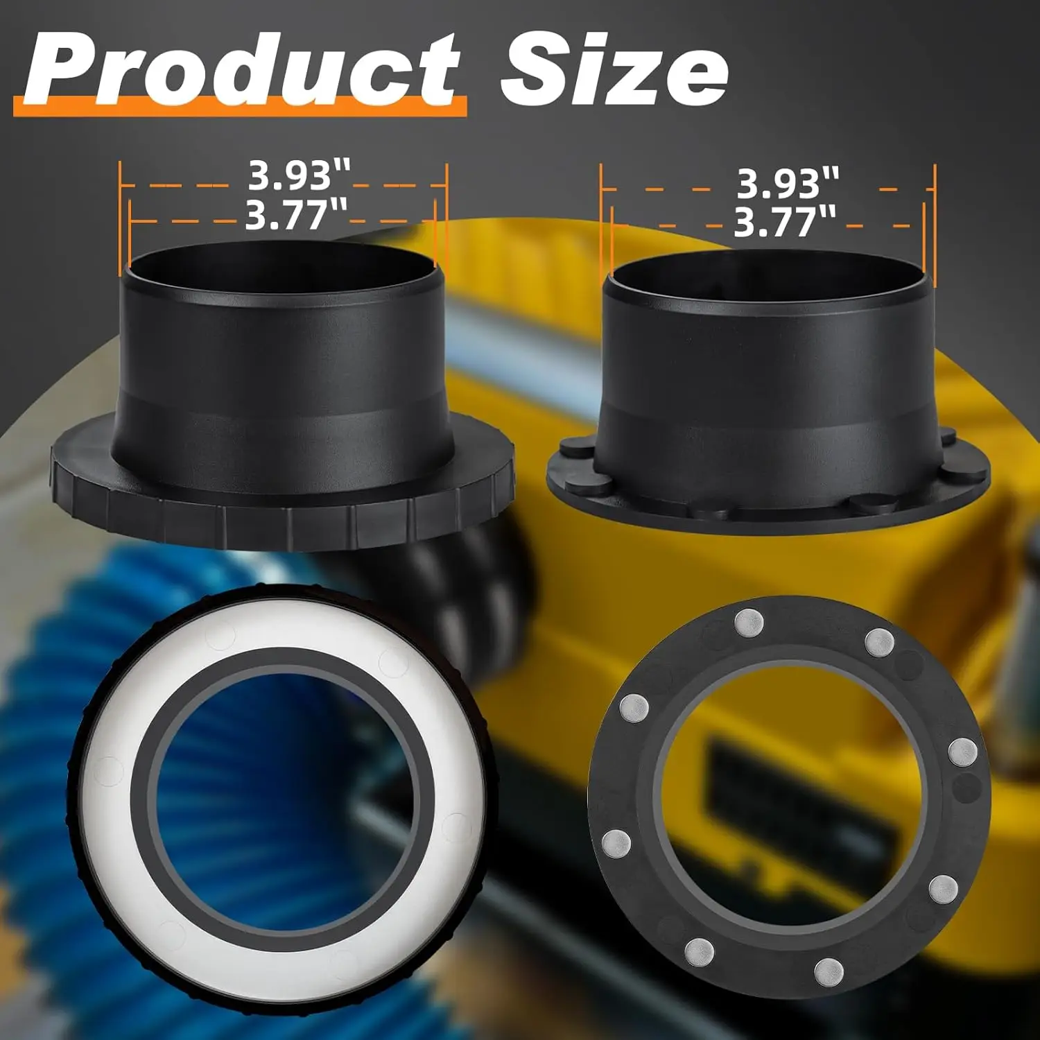 Magnetic Dust Collector System for 4' Shop Vacuum Hose, Dust Collection Port Connector Steel Ring Port Rubber Connector