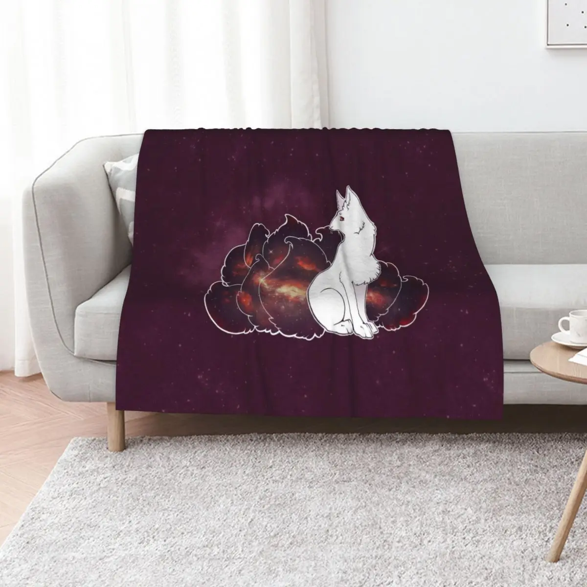 

Nine Tails of Space Clouds - Galaxy Kitsune - Throw Blanket Hairy Decorative Throw valentine gift ideas Designers Blankets
