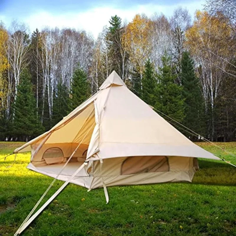 

Baralir Outdoor Camping Tent Oxford Bell Tent Safari Tents Yurt Tent for Family with Cool Ventilation Mosquito Net Doors